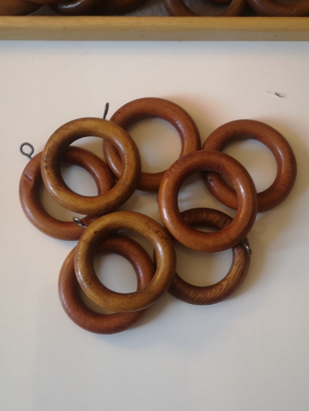 Set of 8 Vintage (Maybe Antique) Solid Wood Rings for Curtains or for Crafts